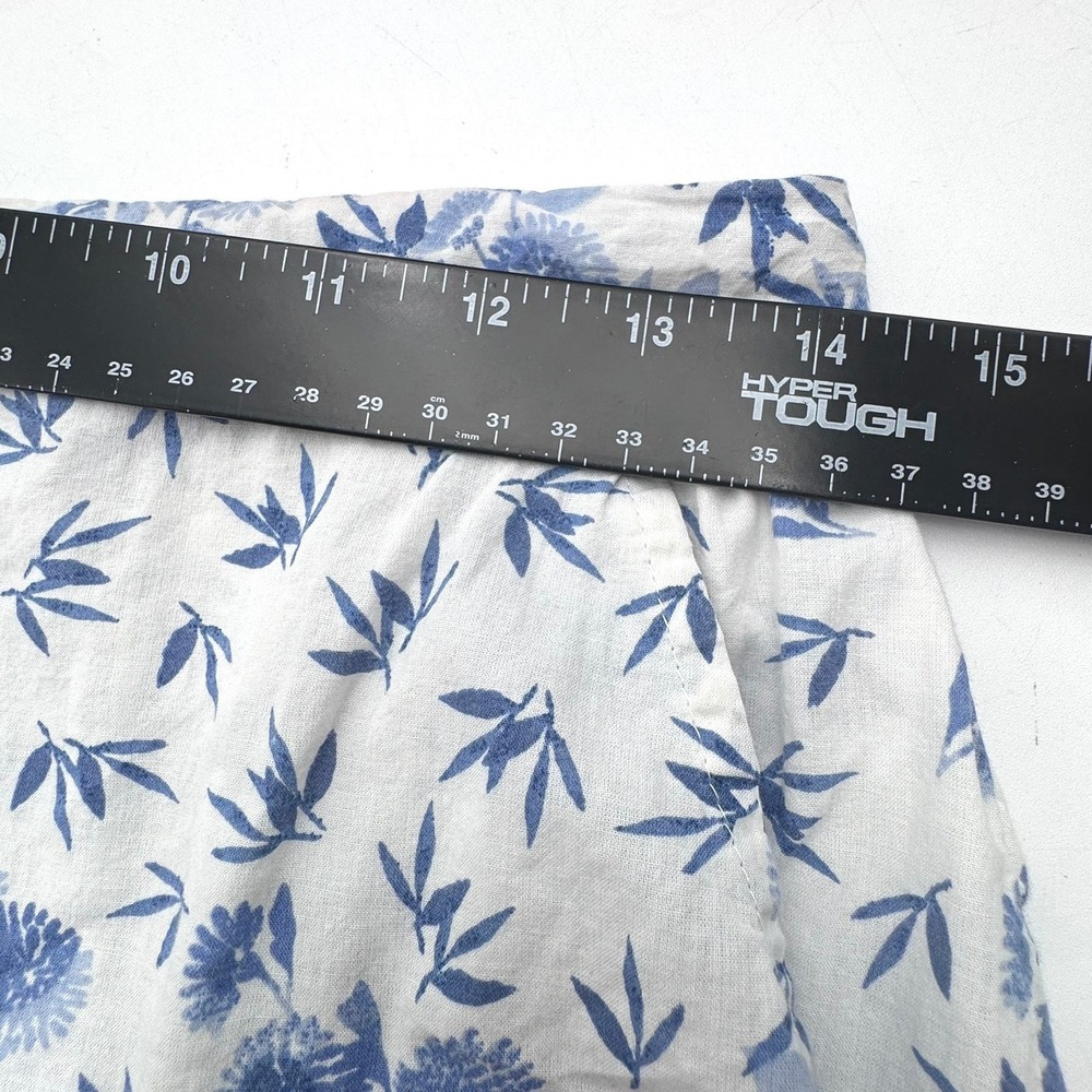 JOIE Women's Small 100% Organic Cotton Blue White Floral Pajama Set Top Shorts - Picture 9 of 11